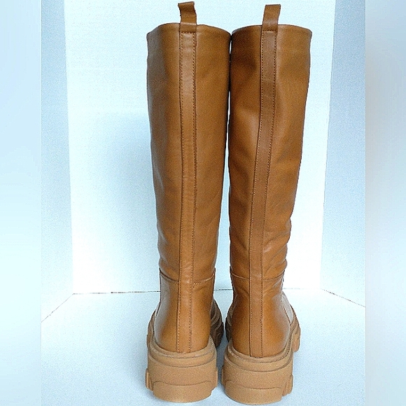 New w/Box Aqua Brand Kiku Genuine Leather Lug Sole Pull-On Tall Boots Size 8 - Picture 11 of 13